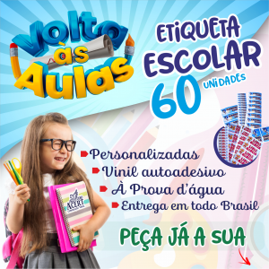 Etiqueta Escolar Vinil Diversos 4x0  Corte Reto 